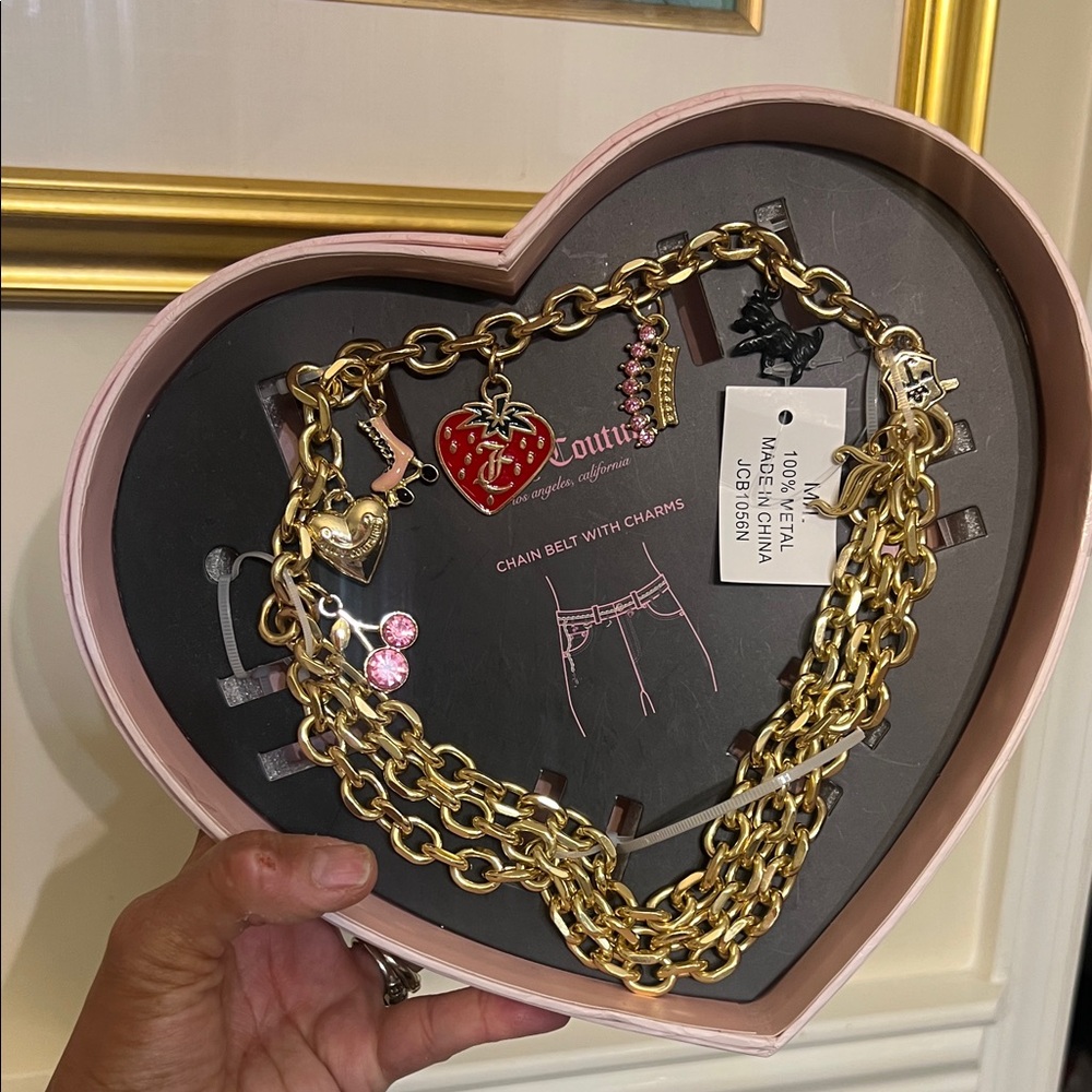 Juicy Couture Gold Chain Belt with Pink Charms👑🍓💄